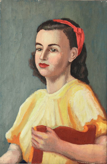 Jeune fille a la robe jaune et au bandeau rouge © ADIN